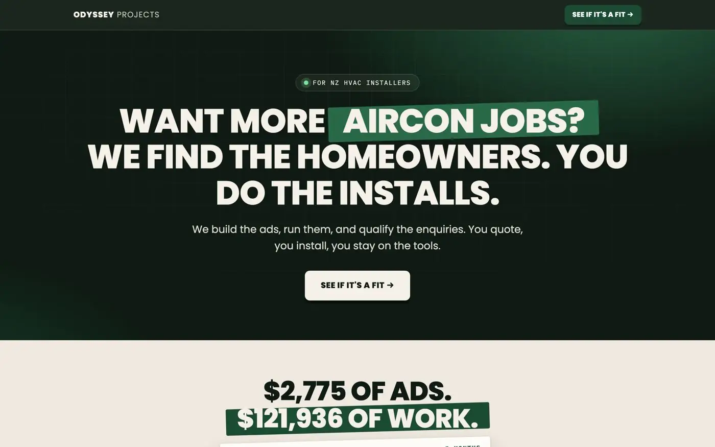 Odyssey landing page