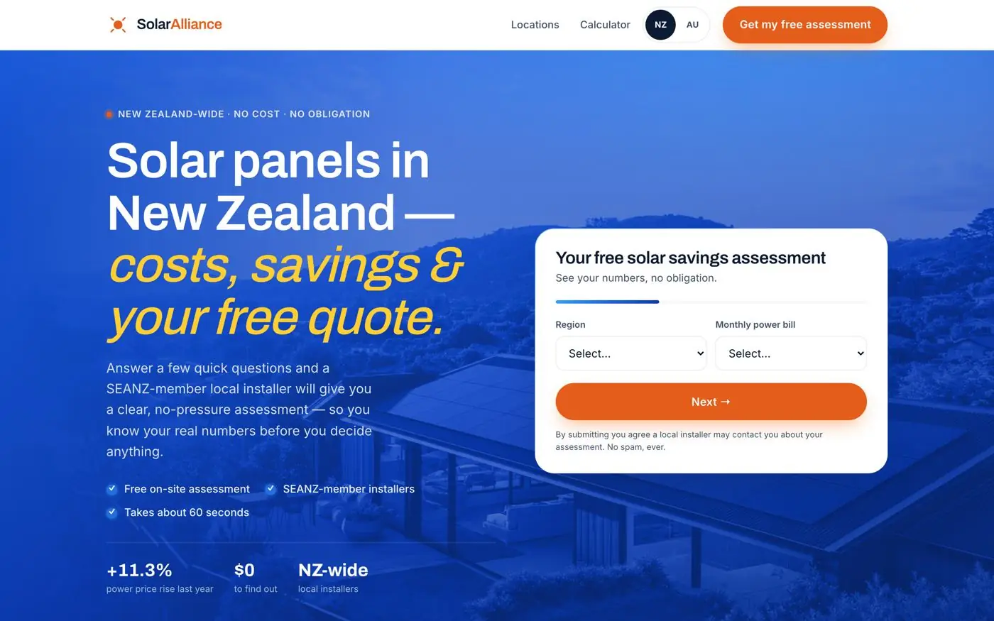 Solar Alliance landing page